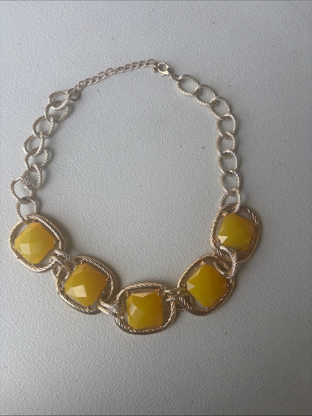 Gold-Tone Necklace with Yellow Faceted Stones - Women's Jewelry